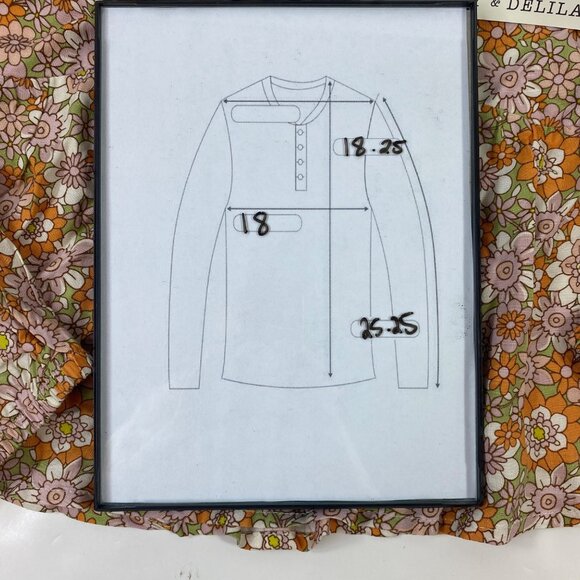 Daisy & Delilah Womens Orange Floral Long-Sleeve Smocked Crop Top Size XL - Picture 6 of 6